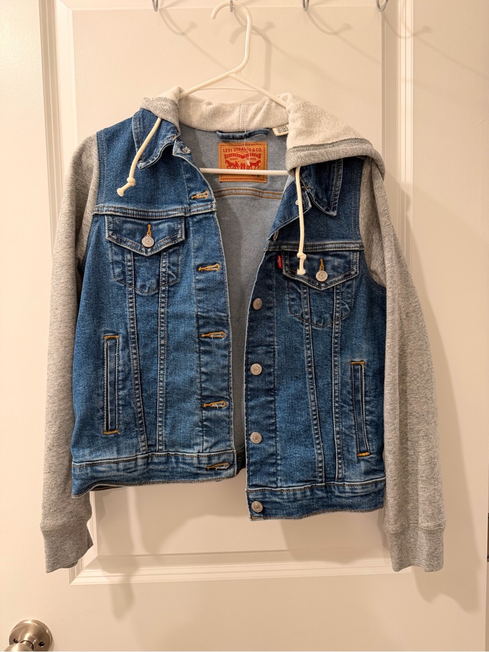 Levi's Jean Jacket with Gray Hoodie Sleeves